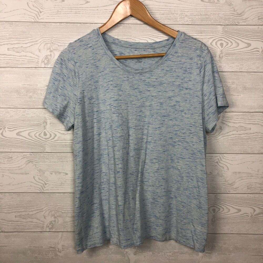 Eddie Bauer Women's XL Short Sleeve Tee Shirt Scoop Neck Cotton Blend Light Blue